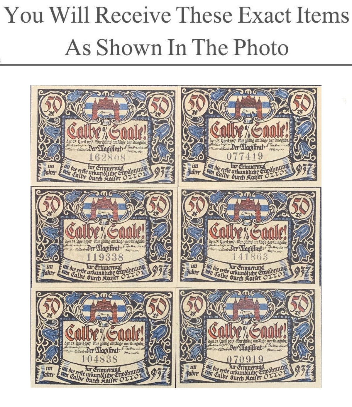 Germany Notgeld CALBE 50 Pfennig 1921 Full Set 6 pcs