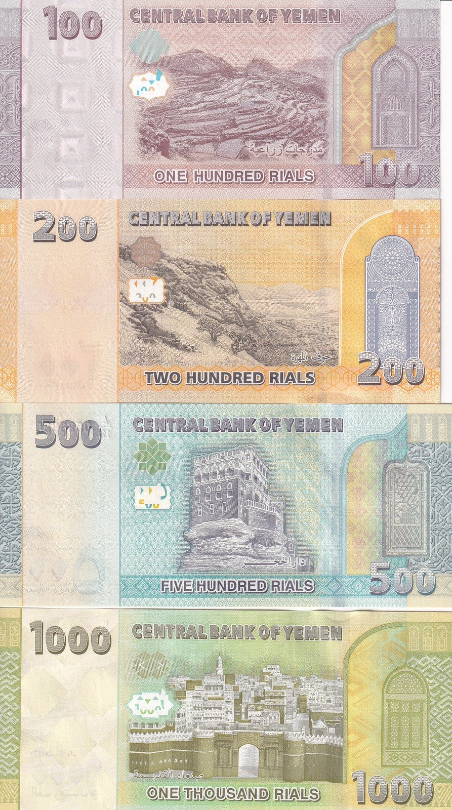 Yemen 100 200 500 1000 Rials 2017-2018 P 37-40 UNC Set 4 pcs
