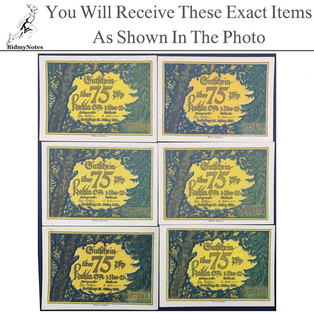 Germany Notgeld KAHLA 75 Pfennig 1922 Set 6 pcs