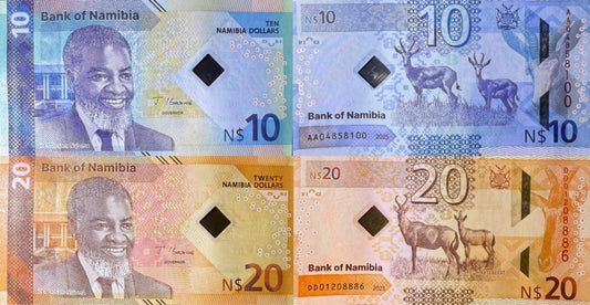 NAMIBIA 10 20 Namibia Dollars 2025 P New Issue UNC Set 2 pcs
