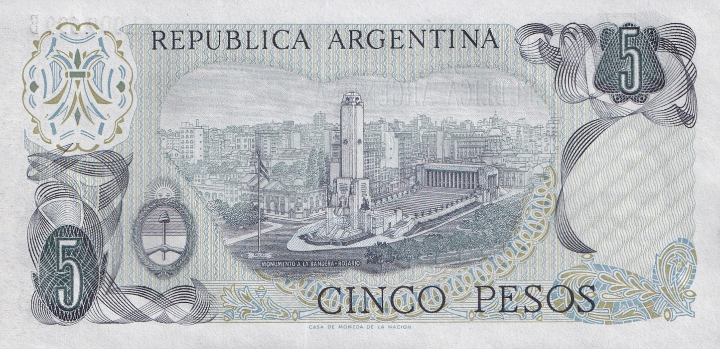 Argentina 5 Pesos ND 1974-1976 P 294 UNC