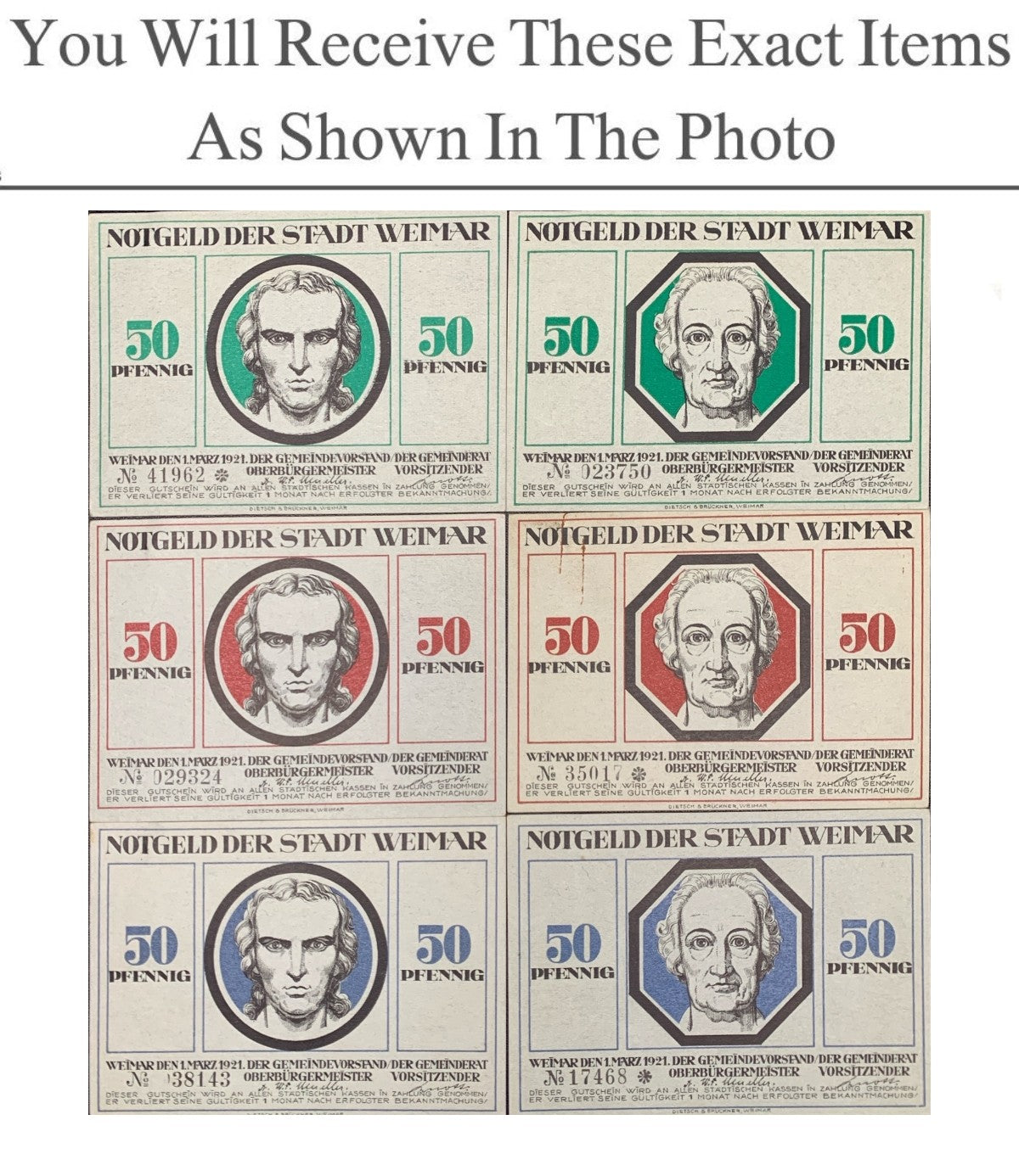 Germany Notgeld WEIAR 50 Pfennig 1921 Full Set 6 pcs