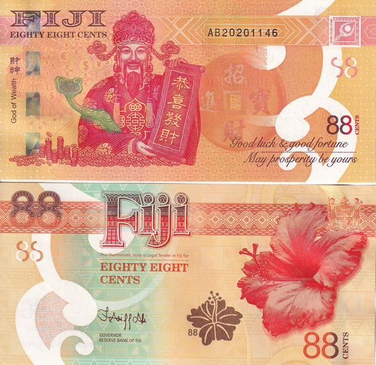 Fiji 88 Cents P 123 (1) ND 2022 UNC Commemorative God of Wealth