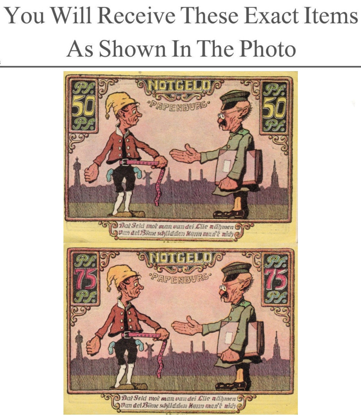 Germany Notgeld PAPENBURG 50 75 Pfennig 1921 Full Set 2 pcs