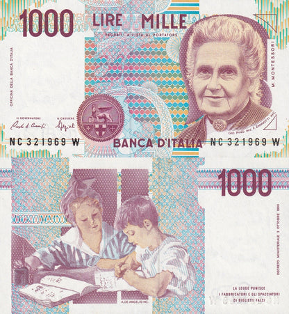 Italy 1000 Lire 1990 P 114 UNC