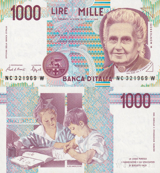 Italy 1000 Lire 1990 P 114 UNC