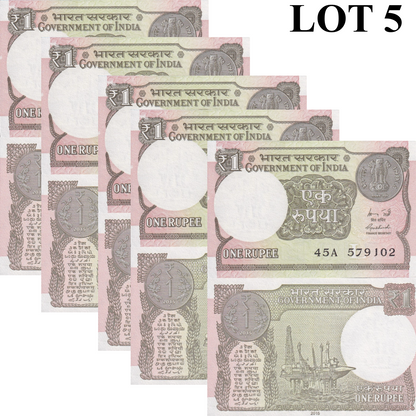 India 1 Rupee 2015 P 117a UNC 1/20 Bundle Lot 5 pcs