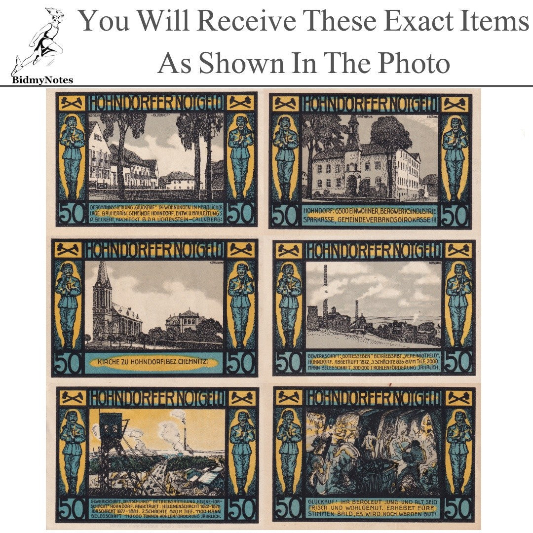 Germany Notgeld HOHNDORF 50 Pfennig 1921 Set 6 pcs