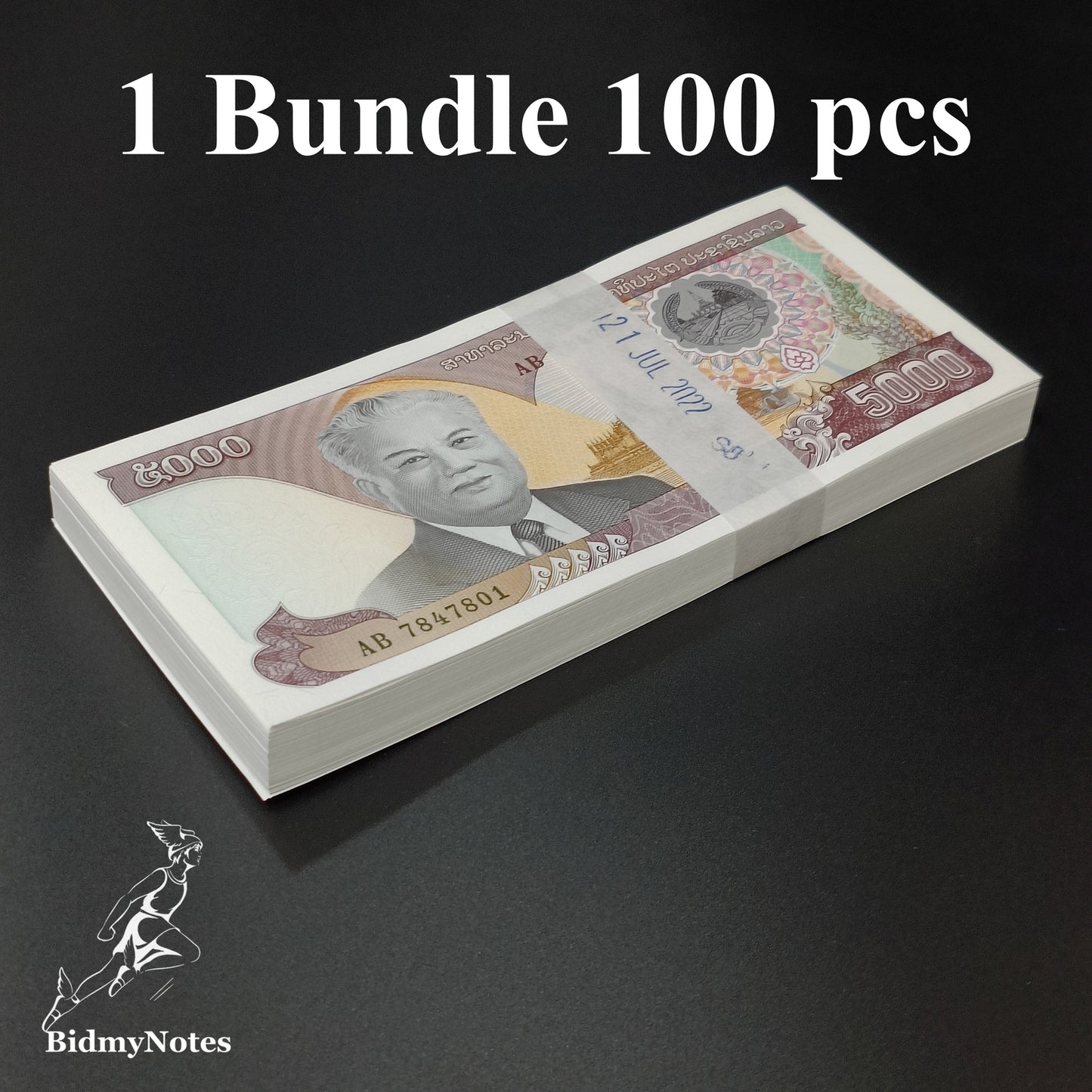 Laos 5000 kip 2020 2022 P 41A UNC 1 Bundle Lot 100 pcs