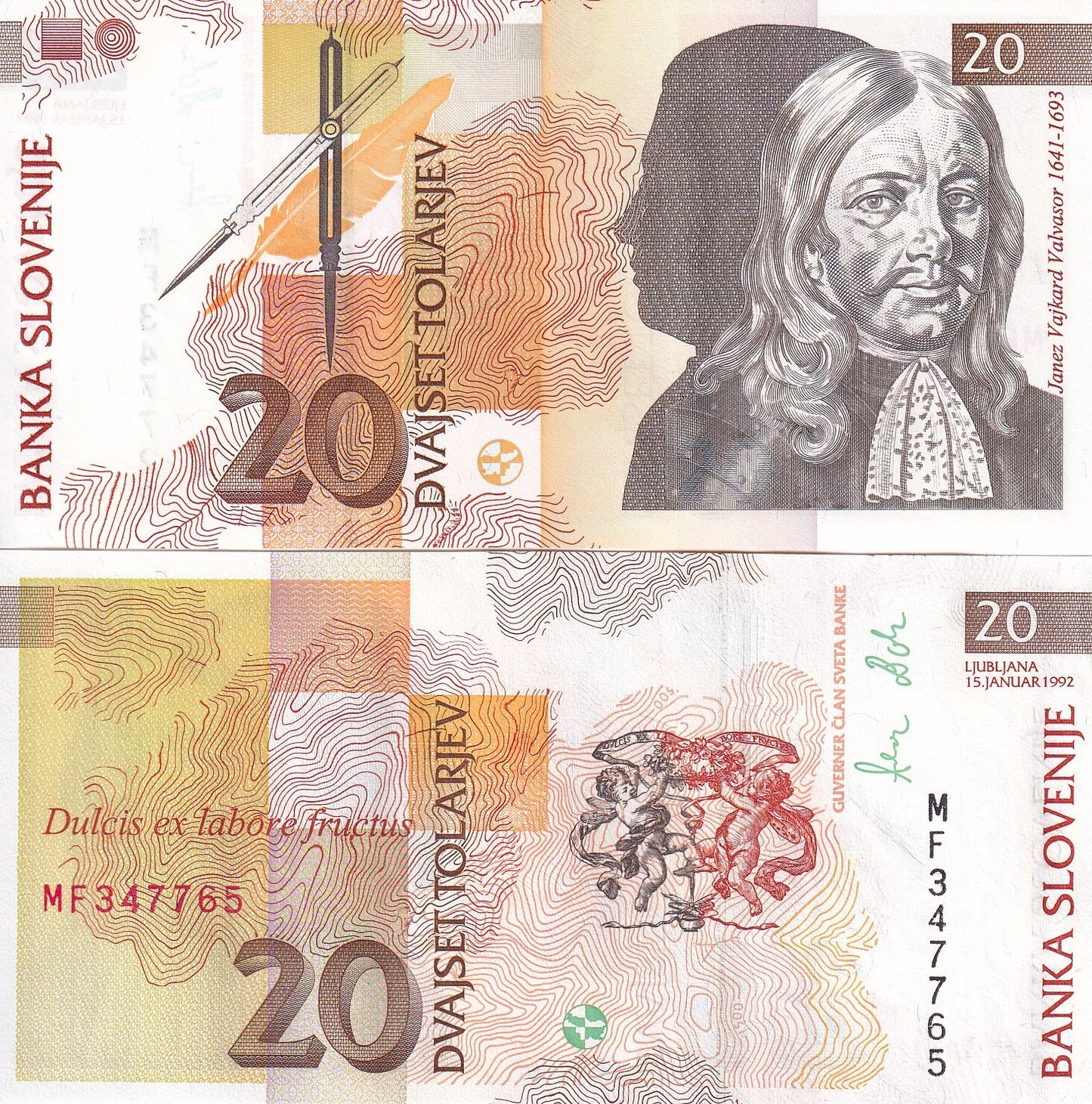 Slovenia 20 Tolarjev 1992 P 12 UNC