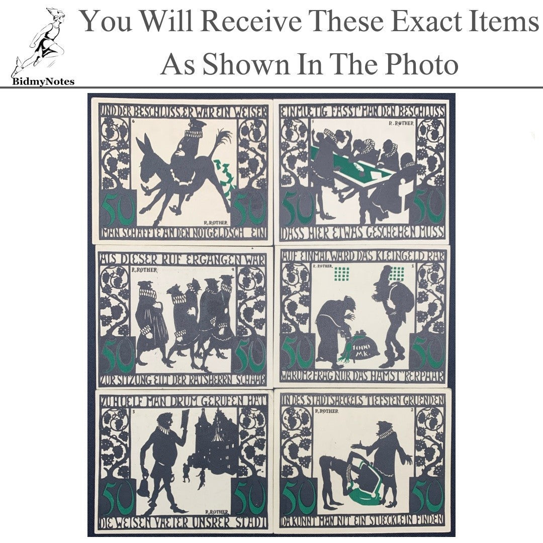 Germany Notgeld KITZINGGN 50 Pfennig 1921 Set 6 pcs