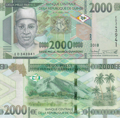 Guinea 2000 Francs 2018 P 48A UNC 1/20 Bundle Lot 5 pcs