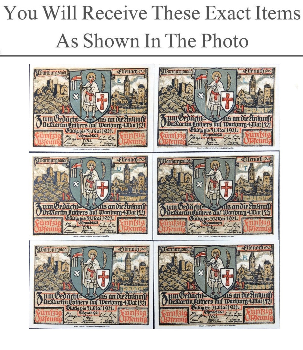 Germany Notgeld EISENACH 50 Pfennig 1921 Full Set 6 pcs