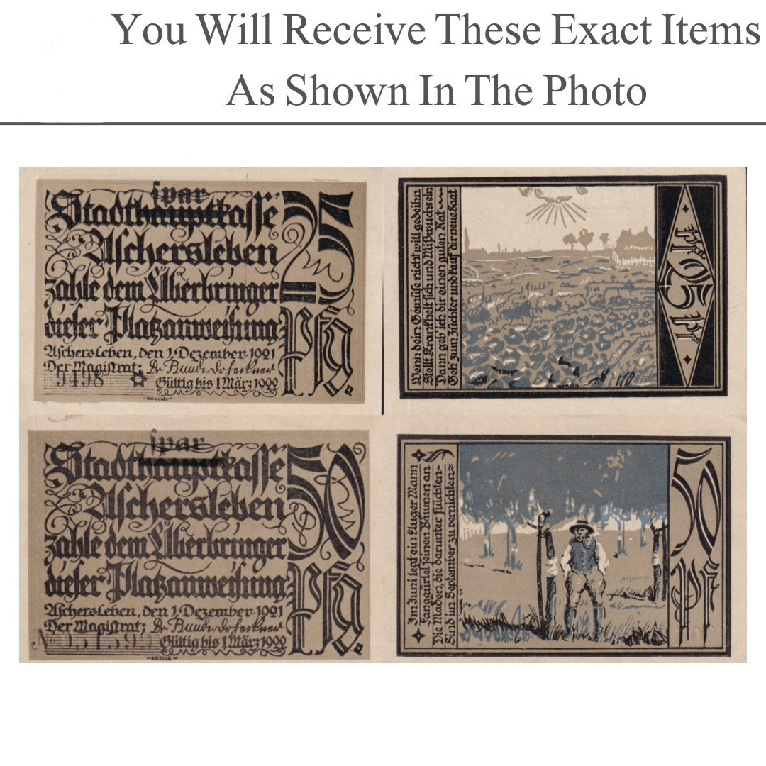 Germany Notgeld ASCHERSLEBEN 25 50 Pfennig 1921 Set 2 pcs