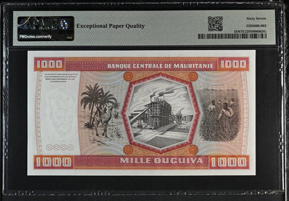Mauritania Banque Centrale 1000 Ouguiya 1981 P 3D UNC PMG 67 EPQ 3rd TOP POP
