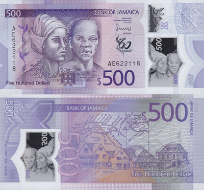Jamaica 500 Dollars 2022 P 98 Polymer UNC Commemorative