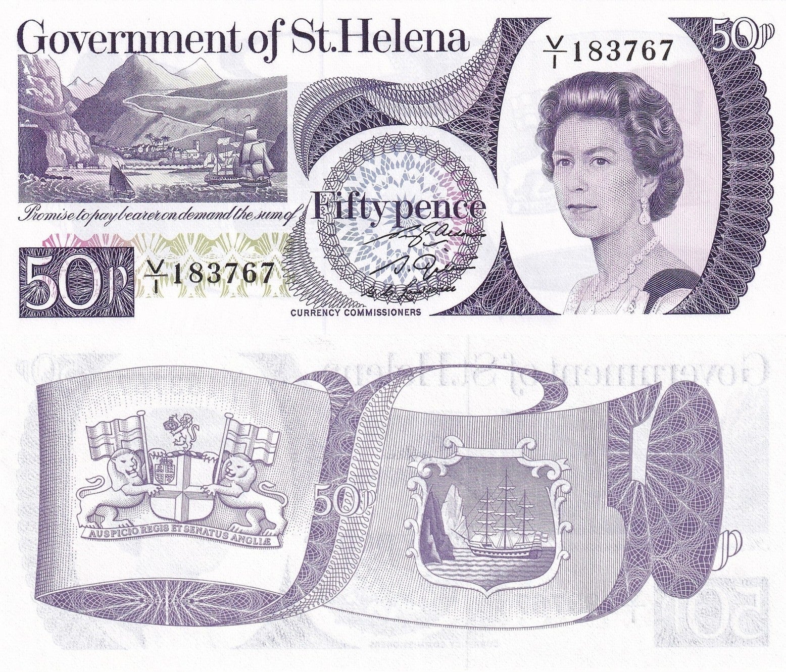 Saint Helena 50 Pence ND 1979 P 5 UNC W/Wrinkle
