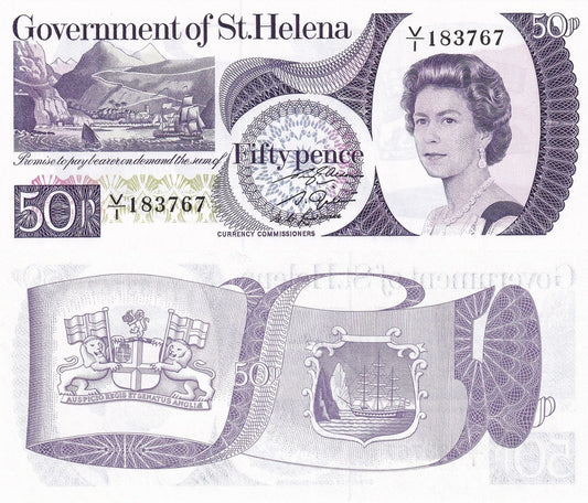 Saint Helena 50 Pence ND 1979 P 5 UNC W/Wrinkle