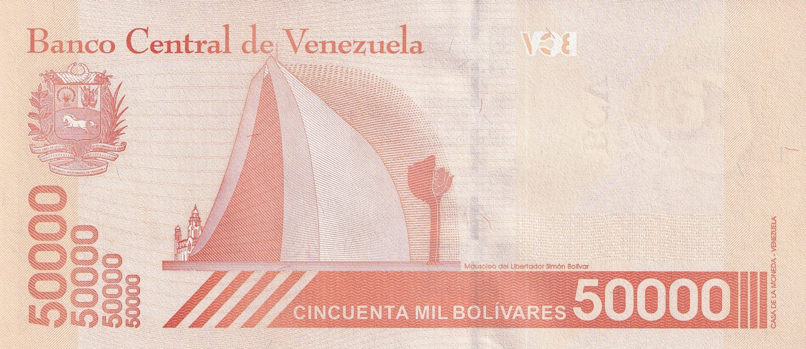 Venezuela 50000 Bolivars 2019 P 111(1) Wide Security Thread UNC