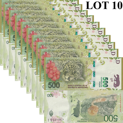 Argentina 500 Pesos ND 2016 P 365 UNC 1/10 Bundle Lot 10 pcs