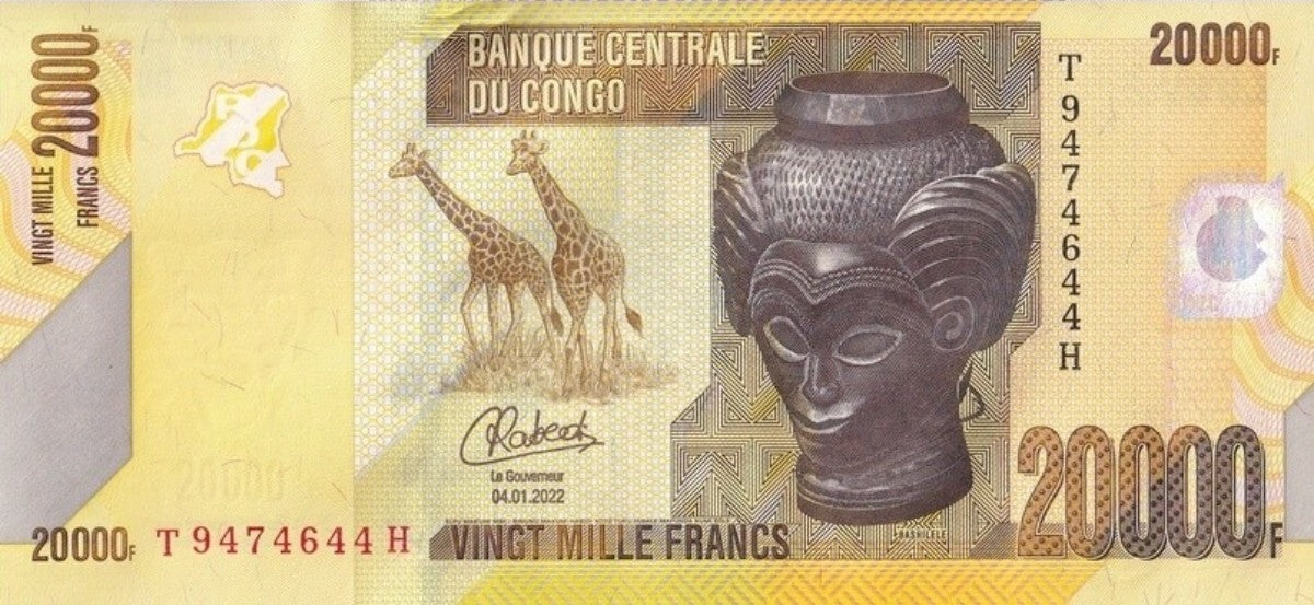Congo Democratic Republic 20000 Francs 2022 P 104 UNC