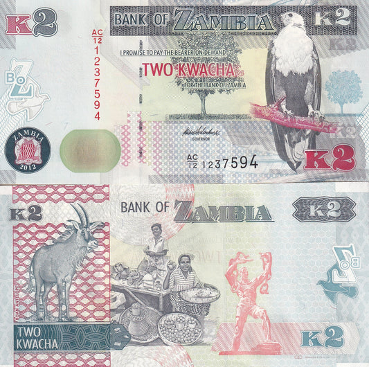 Zambia 2 Kwacha 2012 P 49a UNC 