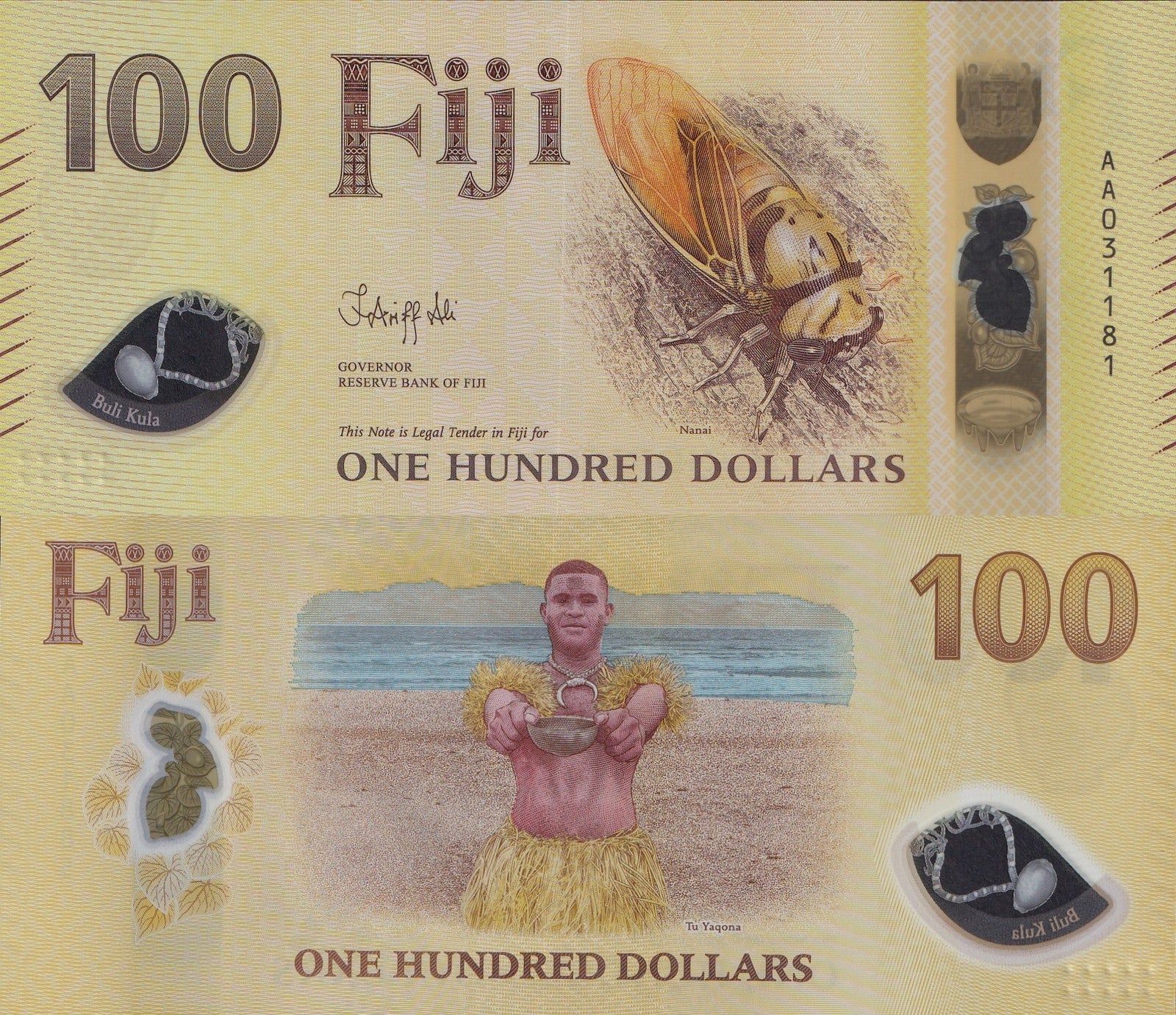 Fiji 100 Dollars 2026 P New Design Polymer AA Prefix UNC