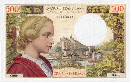 France TEST NOTE 500 Francs Francais Franc Paris Commemorative Banknote UNC