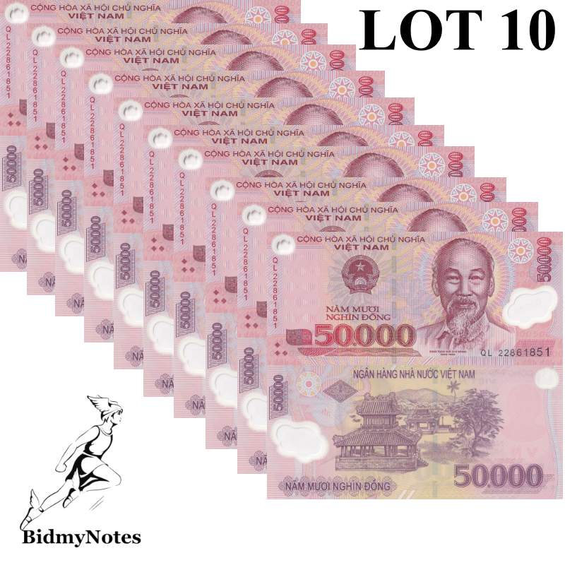 Viet Nam Vietnam 50000 Dong 2022 P 121 Polymer UNC 1/10 Bundle LOT 10 pcs