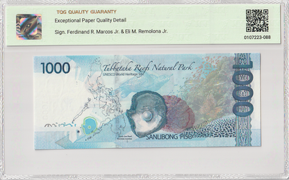 Philippines 1000 Piso 2024 P 235 Solid 1's  UNC TQG 66 EPQD With Hard Case