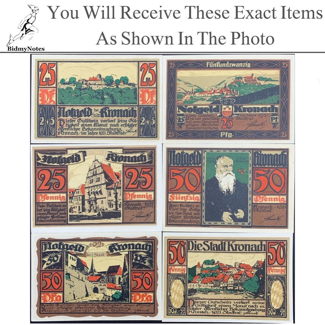 Germany Notgeld KRONACH 25 50 Pfennig 1921 Set 6 pcs