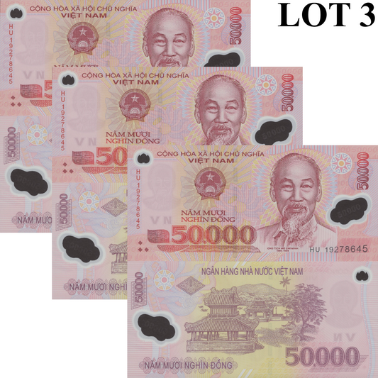 Viet Nam Vietnam 50000 Dong 2019 P 121 Polymer UNC Lot 3 pcs