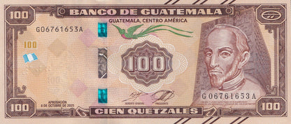 Guatemala 100 Quetzales 2025 2026 P 130 New 80th Ann BDG UNC Commemorative