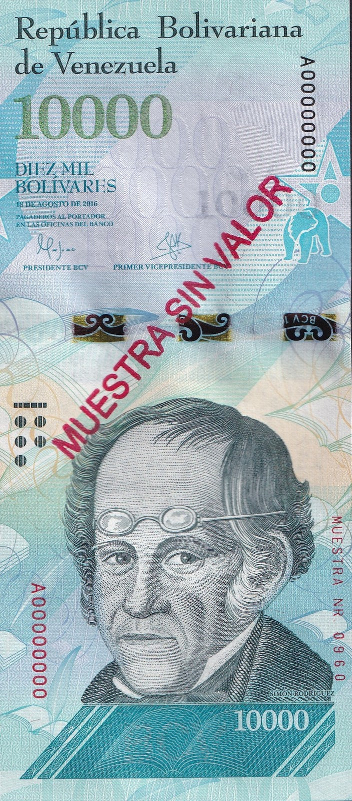 Venezuela 10000 Bolivars 2016 P 98 UNC SPECIMEN