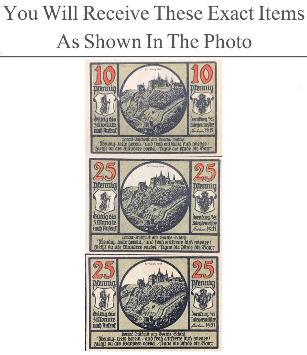 Germany Notgeld DOENBURG 10 25  Pfennig 1921 Full Set 3 pcs