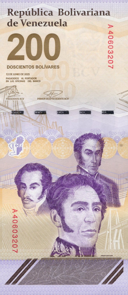 Venezuela 200 Bolivares 2025 P New UNC