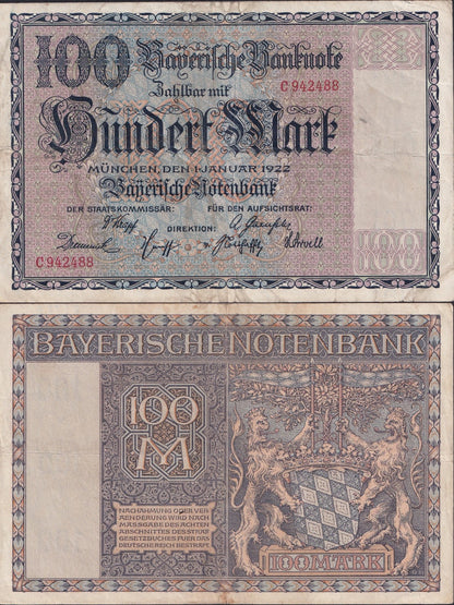 Germany 100 Mark 1922 P S923 Circulated