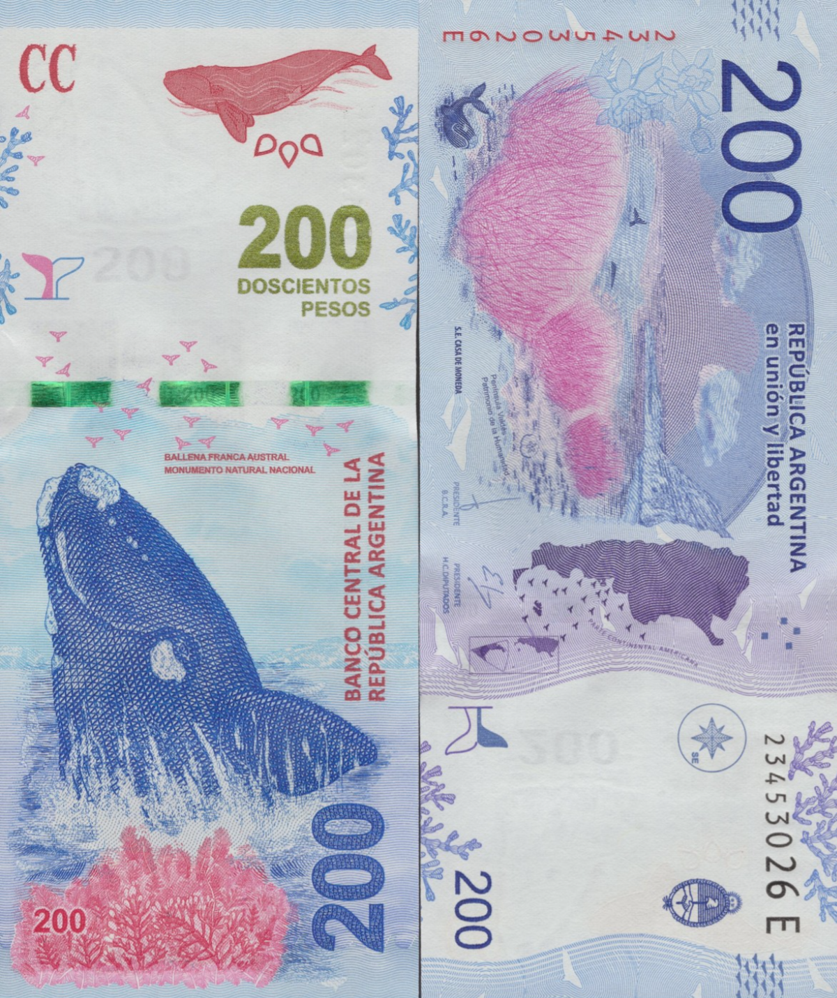 Argentina 200 Pesos ND 2016 P 364 UNC 1/20 Bundle Lot 5 pcs