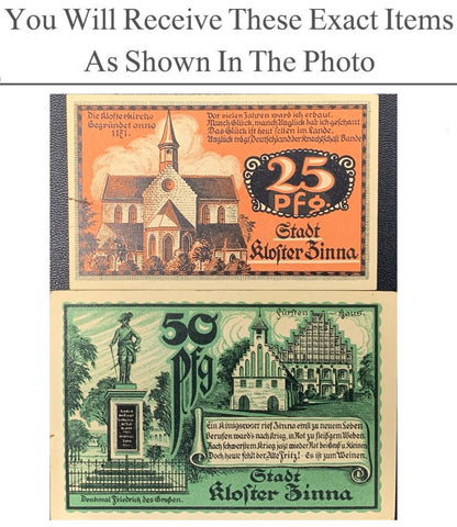 Germany Notgeld KLOSTER ZINNA 25 50 Pfennig 1920 Full Set 2 pcs