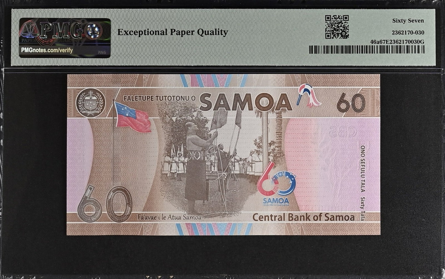 Samoa COMM. 60 Tala ND (2023) P 46a UNC PMG 67 EPQ LOW S/N 0000097 3rd TOP POP