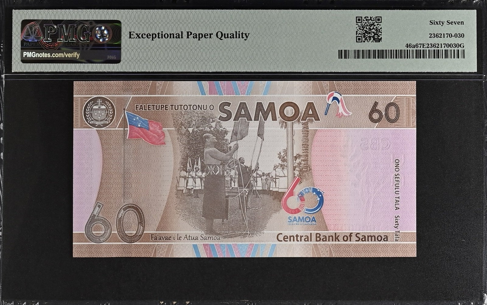 Samoa COMM. 60 Tala ND (2023) P 46a UNC PMG 67 EPQ LOW S/N 0000097 3rd TOP POP