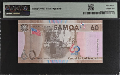 Samoa COMM. 60 Tala ND (2023) P 46a UNC PMG 67 EPQ LOW S/N 0000097 3rd TOP POP