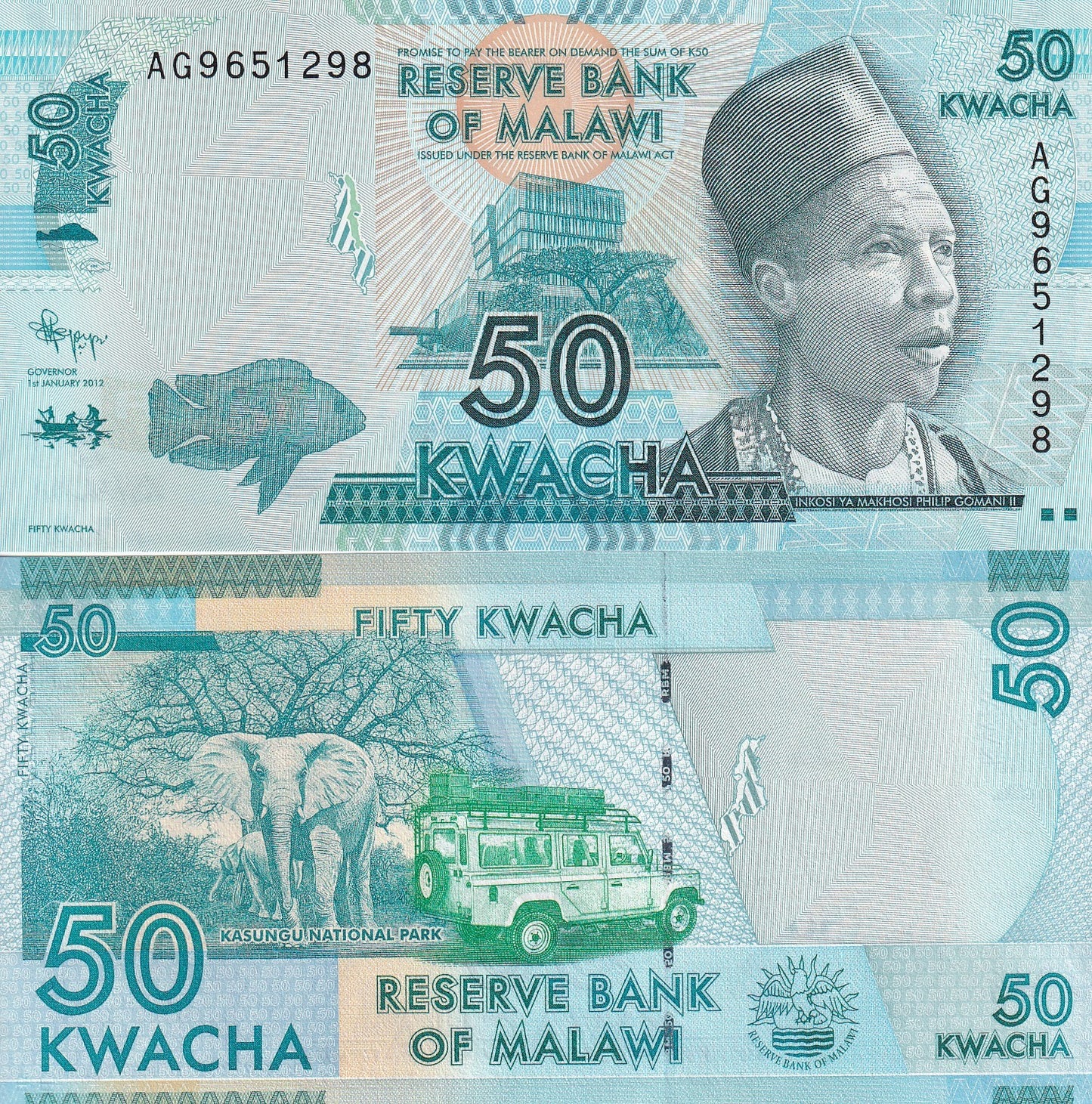 Malawi 50 Kwacha 2012 P 58a UNC 1/10 Bundle Lot 10 pcs