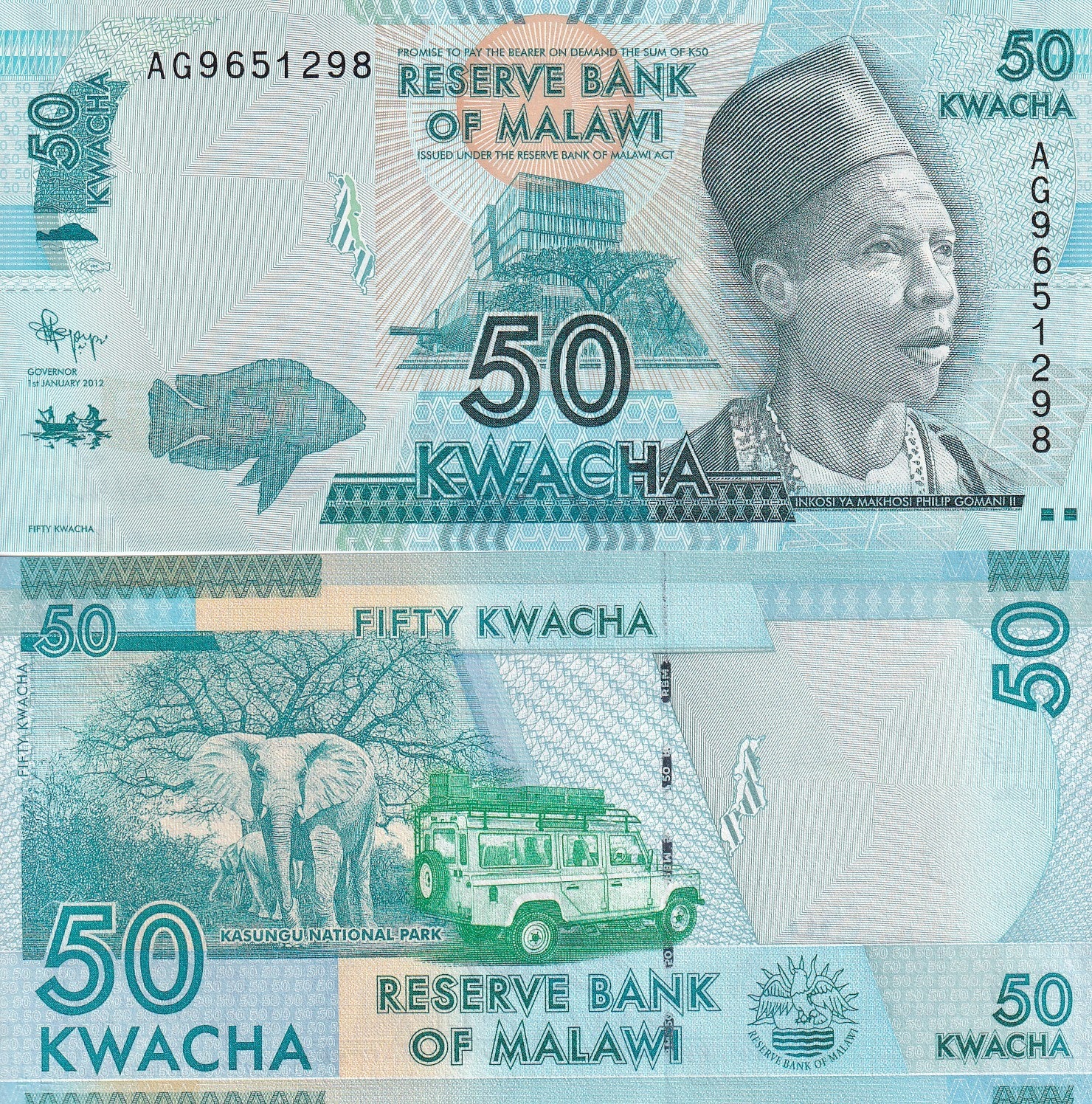 Malawi 50 Kwacha 2012 P 58a UNC 1/10 Bundle Lot 10 pcs