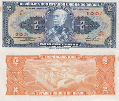 Brazil 2 Crvzeiros  ND 1954-1958 P 151 UNC MINOR FOXING