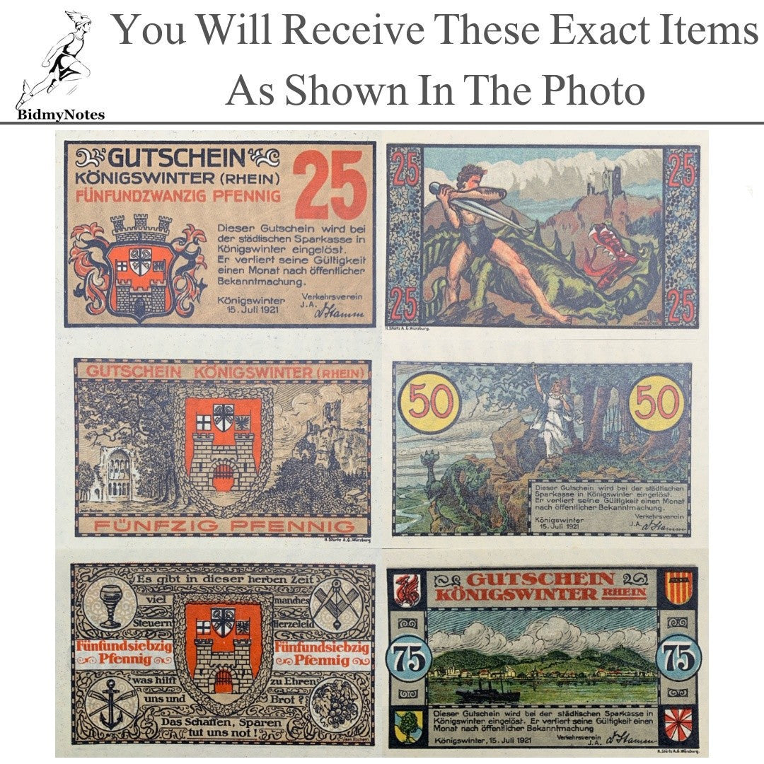 Germany Notgeld KONIGSWINTER 25 50 75 Pfennig 1921 Set 3 pcs