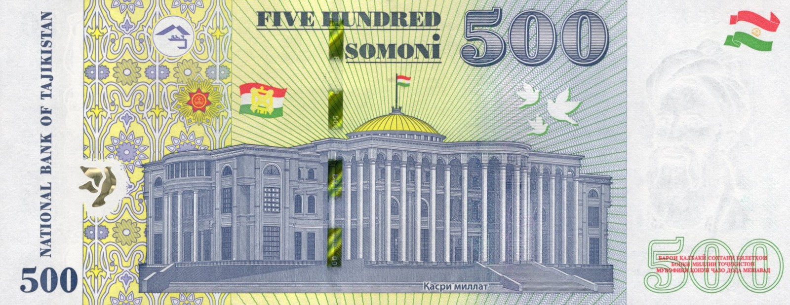 Tajikistan 500 Somoni 2024 P 22 UNC