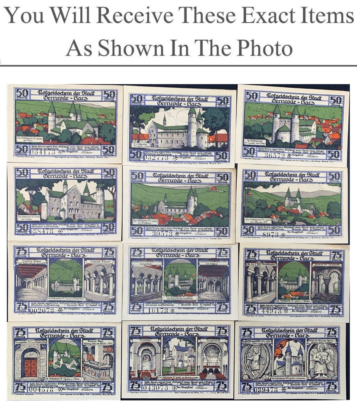 Germany Notgeld GERNRODE 50 75 Pfennig 1921 Full Set 12 pcs