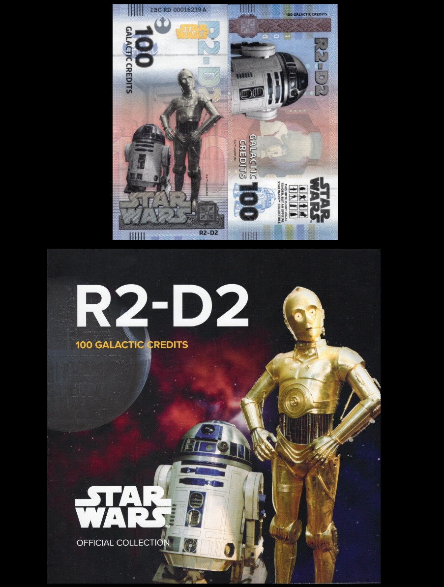 Disney Official Star Wars 100 Galactic Credits 2025 R2-D2 UNC With Folder