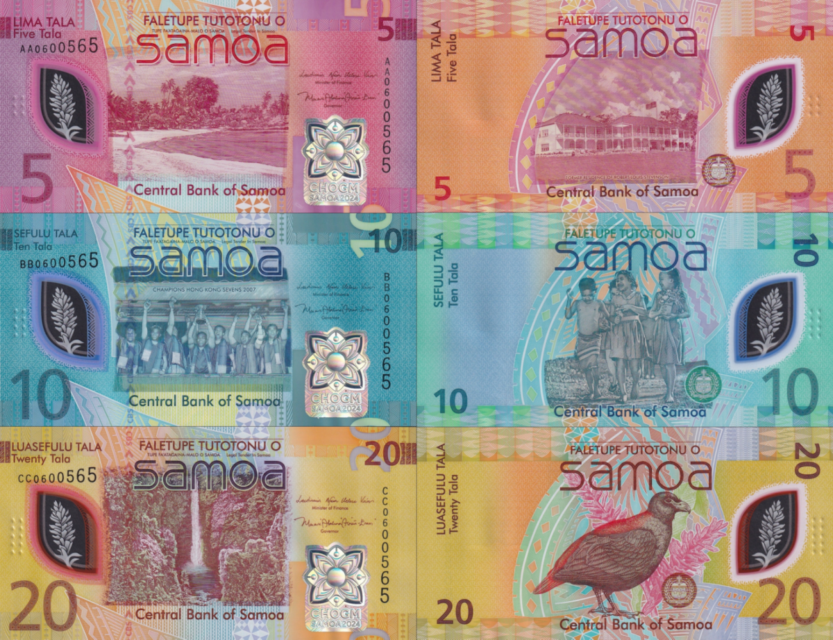 Samoa 5 10 20 Tala 2024 P 50 51 52 Polymer UNC Set 3 p Match No.0565 With Folder